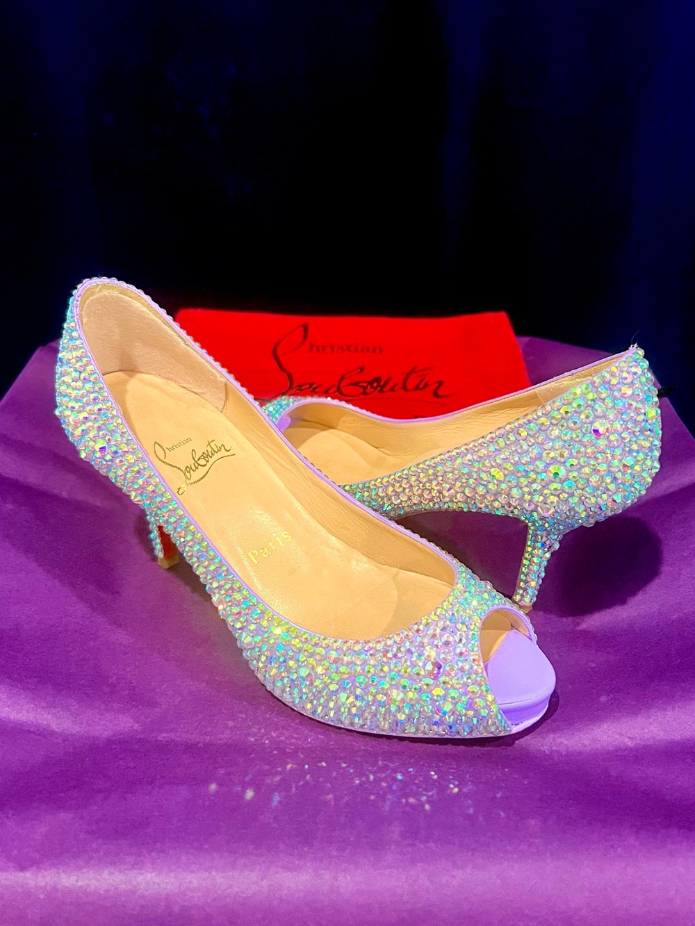 Christian Louboutin Swarovski Crystal Strass Heels Lilac Light Purple 36